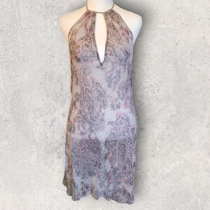 Victorias Secret Sheer Slip Dress Nightgown Chemise Silk Open Back M Keyhole Y2K